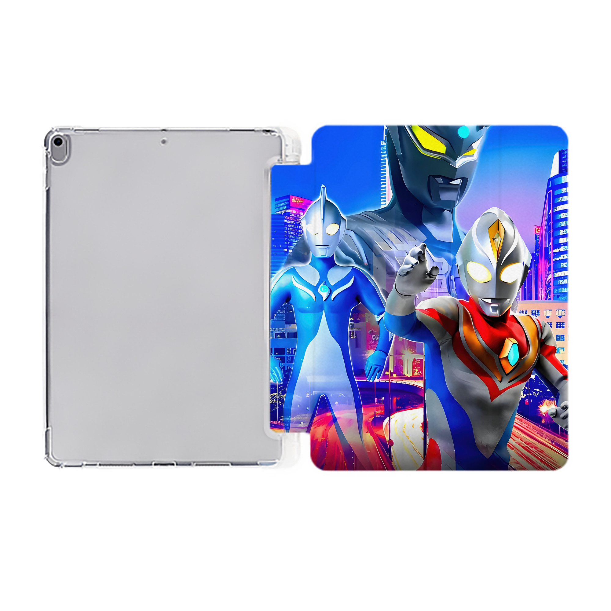 （画像用） ウルトラマン Ultraman IPad ケース ペン収納付き 三つ折りスタンド PUレザー×シリコン 対応機種9.5/10.5/10.9インチ